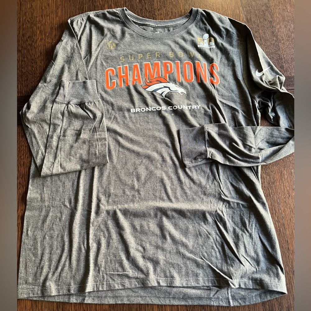 Denver Broncos Super Bowl 50 Nike Gray Athletic Cut Tee